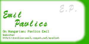 emil pavlics business card